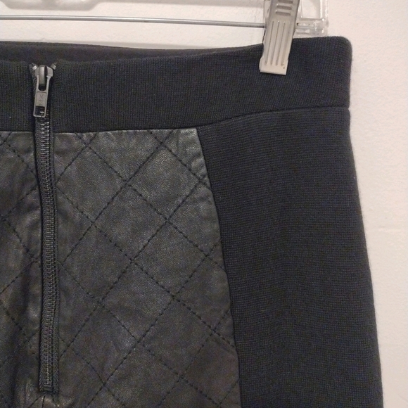 Milly - Lambskin Leather Wool Black Mini Skirt - Picture 11 of 16